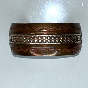 Custom Made Two Tone Hand Stamped Native American Vintage Unisex Cuff Bracelet